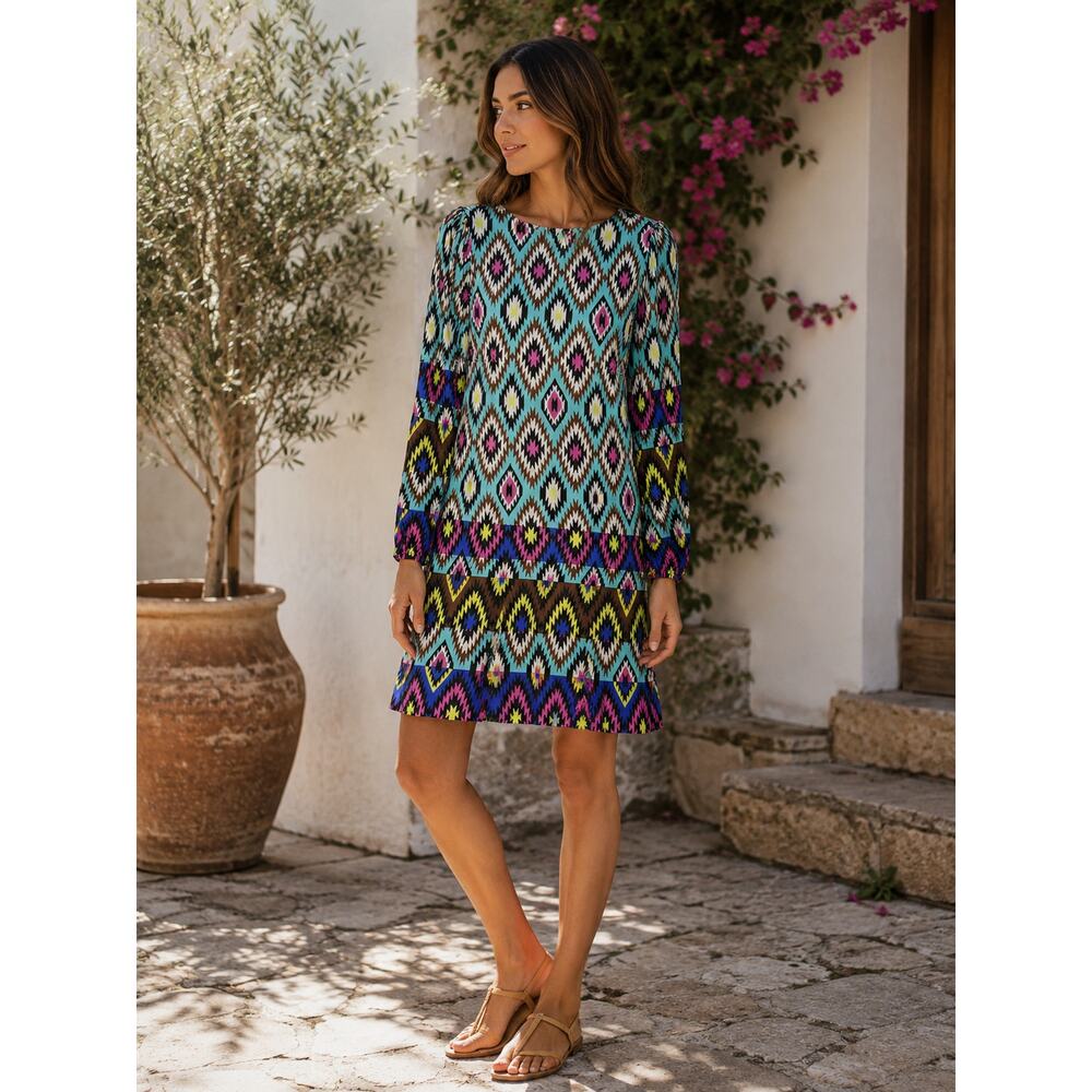 Emma Michele Western Boho Sheath Dress Womens Medium Tribal Rodeo Cowgirl